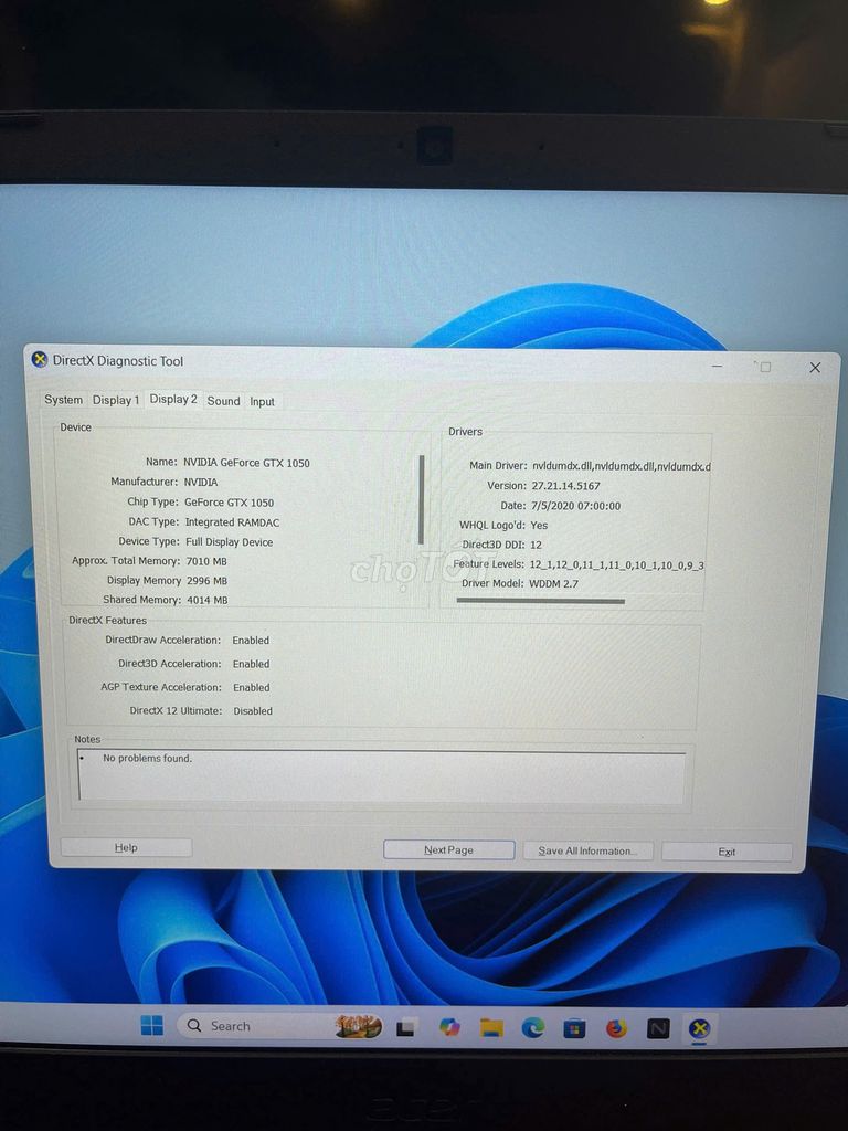 Laptop Acer i5 9th Ram 8GB Card GTX 1050. Mua bán Laptop tại Quận Gò Vấp Tp Hồ Chí Minh được đăng bởi KD Computer Shop hình 4