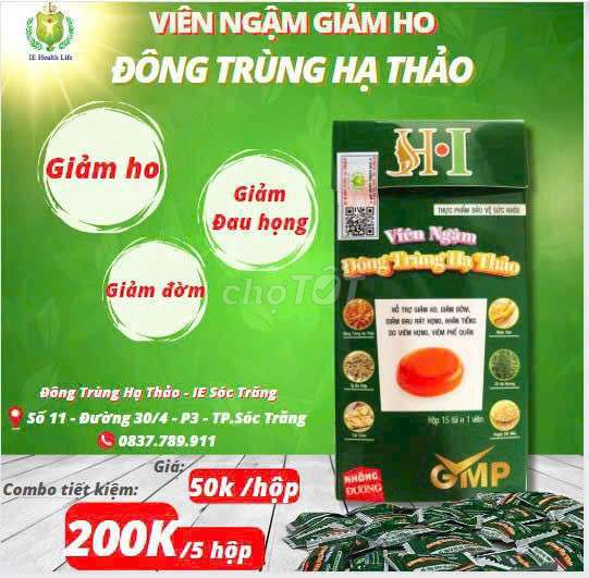 Kẹo ngậm dưỡng phổi trị ho đông trùng hạ thảo