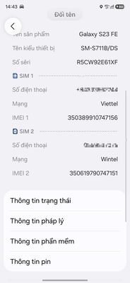 Samsung Galaxy S23 FE Đã thay pin