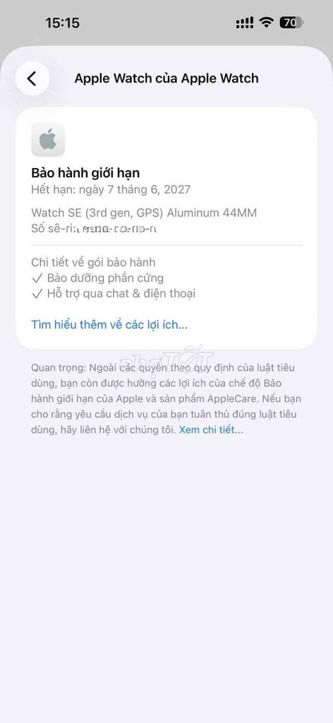 Apple Watch SE 44mm Midnight. Mua bán Thiết bị đeo thông minh tại Quận Long Biên Hà Nội được đăng bởi Nguyễn Huy Long hình 1