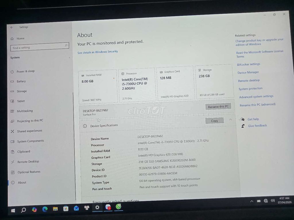 Microsoft Surface Pro 5 i5-7300U 8GB/256GB. Mua bán Laptop tại Quận 4 Tp Hồ Chí Minh được đăng bởi Đức Anh hình 1