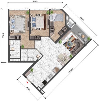 Аренда · Sun Symphony Residence · 3 комн. · 90 м² · Quận Sơn Trà, ул. Đường Trần Hưng Đạo