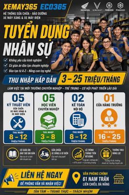 Tuyển dụng thợ xe máy xăng, xe máy điện