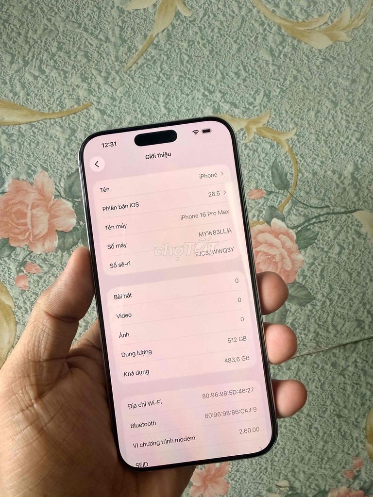 Apple iPhone 16 Pro Max 512GB Trắng 91% pin. Mua bán Điện thoại tại Thành phố Dĩ An Bình Dương được đăng bởi nguyễn phương hình 1