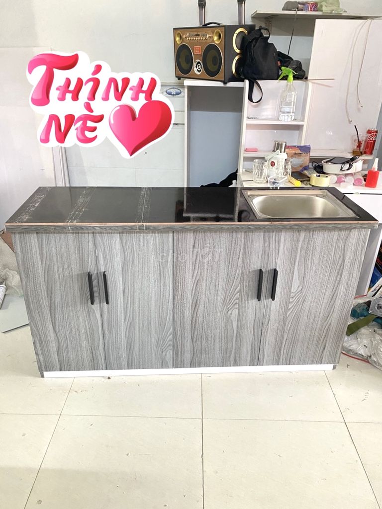 Tủ nhựa bếp nhựa 4 cánh mở Kt 1m6 full PK