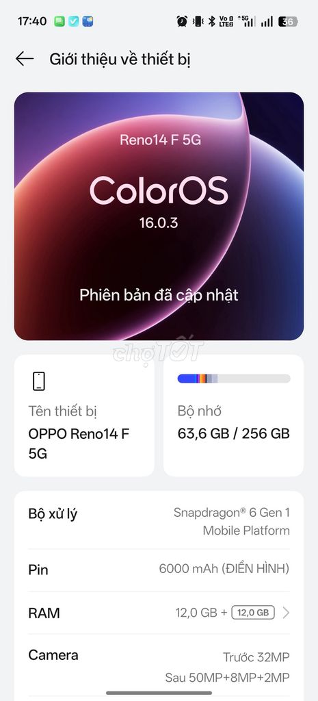 OPPO Reno14 F 5G 12GB/256GB. Mua bán Điện thoại tại Quận Nam Từ Liêm Hà Nội được đăng bởi Thiệp Trần hình 1