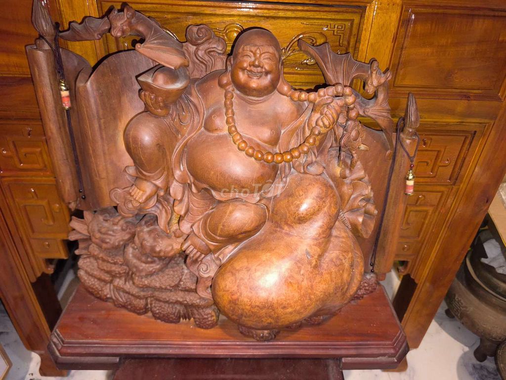 Tượng Phật Di Lặc Gỗ Nâu. Mua bán Đồ sưu tầm, đồ cổ tại Huyện Củ Chi Tp Hồ Chí Minh được đăng bởi Mua bán đồ cũ Bảo Thy hình 1