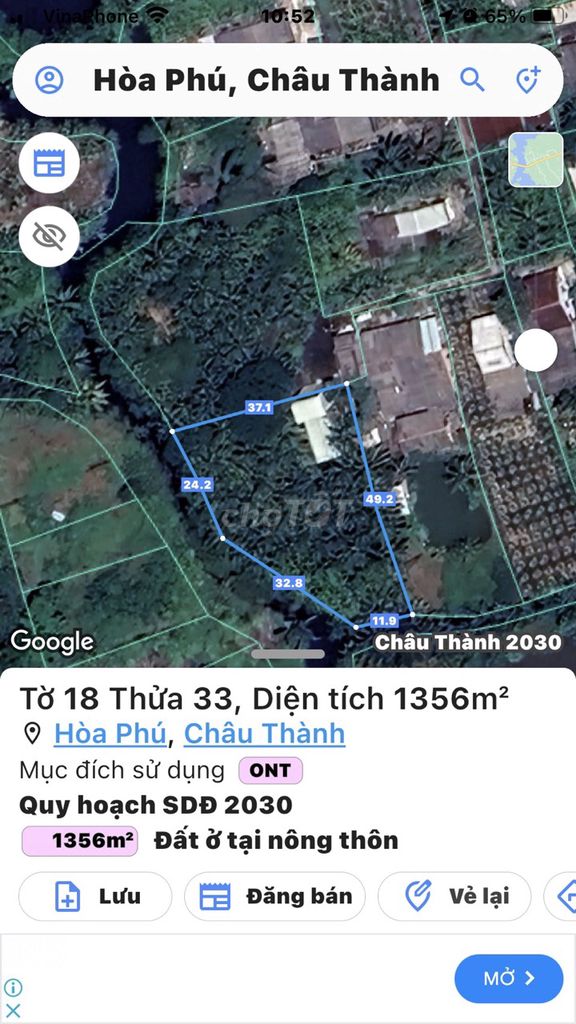 Bán 2 nhà vườn ở Ấp 5 Xã Hòa Phú Châu Thành Long An