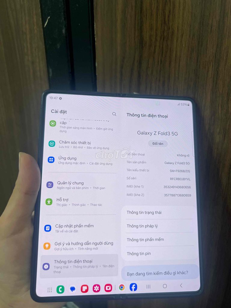 Samsung Galaxy Z Fold3 r12/256GB, đen, zin đẹp