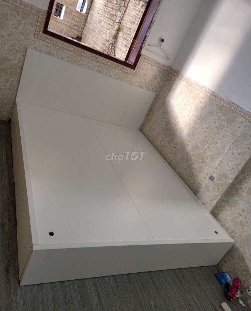 GIƯỜNG GỖ CÔNG NGHIỆP (MDF) 1M6*2M CÓ HỘP KÉO