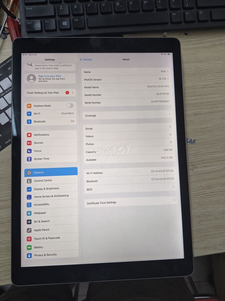Apple iPad Pro (12.9-inch) 256GB Xám Đức. Mua bán Máy tính bảng tại Quận Bình Thạnh Tp Hồ Chí Minh được đăng bởi ngoc khoi hình 1