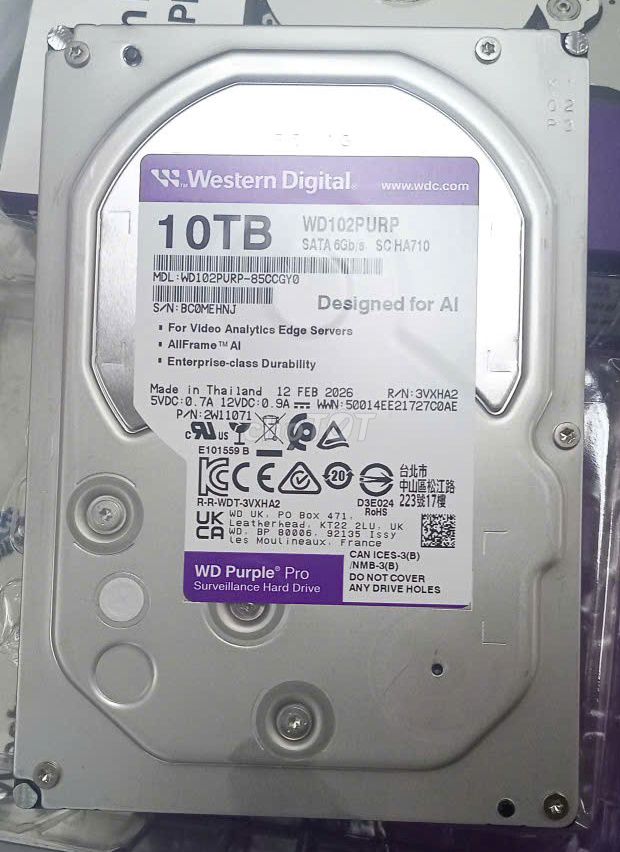 Ổ cứng HDD Western Digital WD102PURZ 10TB Camera. Mua bán Linh kiện (RAM, Card...) tại Huyện Đức Hòa Long An được đăng bởi Trieu An hình 1