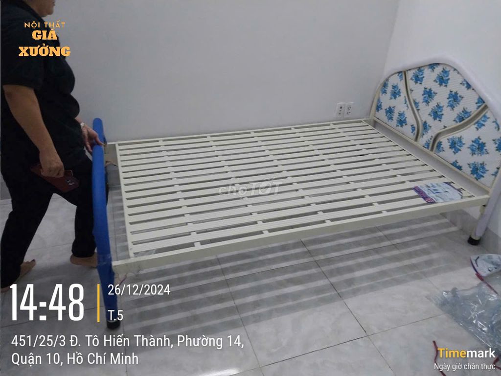 GIƯỜNG NGỦ SẮT - TĨNH ĐIỆN KEM MỚI. Mua bán Giường, chăn ga gối nệm tại Thành phố Thuận An Bình Dương được đăng bởi Nội thất giá xưởng TL hình 1