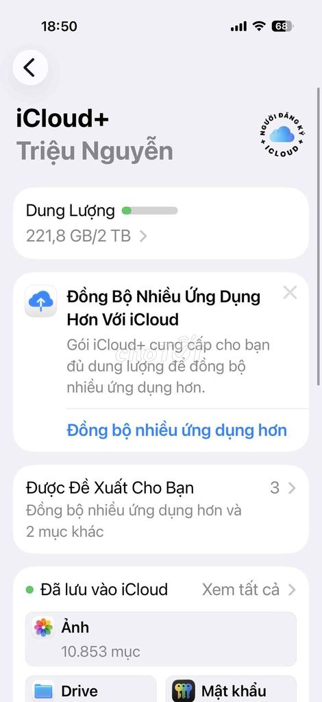 400GB icloud/tháng. Dịch vụ tại Quận Hoàn Kiếm Hà Nội được đăng bởi Triệu Nguyễn hình 1