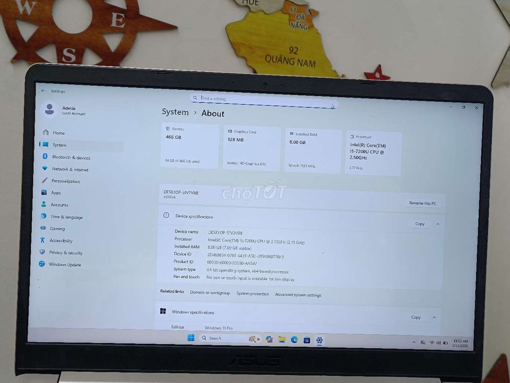 Laptop Asus i5-7200U 8GB/500GB SSD. Mua bán Laptop tại Thành phố Đà Lạt Lâm Đồng được đăng bởi NGUYEN THANH DALAT hình 1