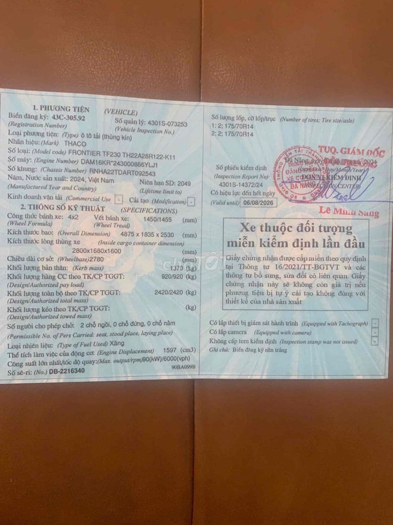 thaco tf230 2024 lướt nhẹ 11.000km. Mua bán Xe tải, xe ben tại Quận Hải Châu Đà Nẵng được đăng bởi phamcongminh hình 3