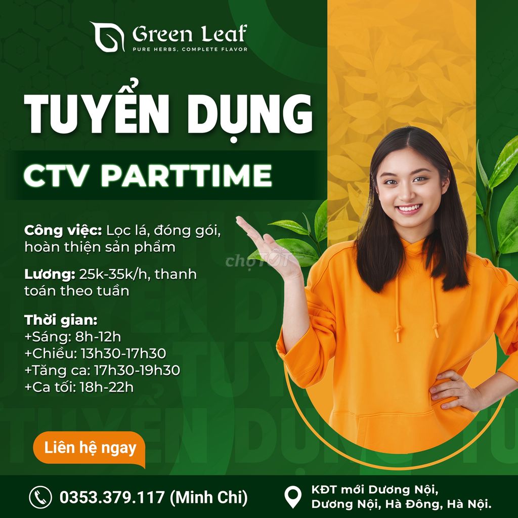 Tuyển dụng cộng tác viên parttime