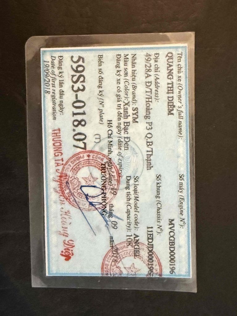 Xe máy SYM Angel 108cc màu xanh bạc đen chính chủ. Mua bán Xe máy tại Thành phố Dĩ An Bình Dương được đăng bởi Cầm Đồ Lê Huy hình 2