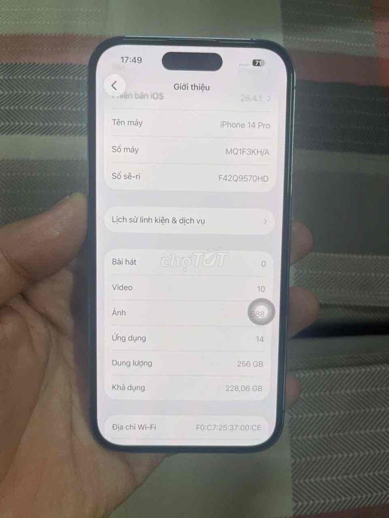 Apple iPhone 14 Pro 256GB Tím Hàn Quốc. Mua bán Điện thoại tại Quận Hai Bà Trưng Hà Nội được đăng bởi Quốc Bảo hình 1
