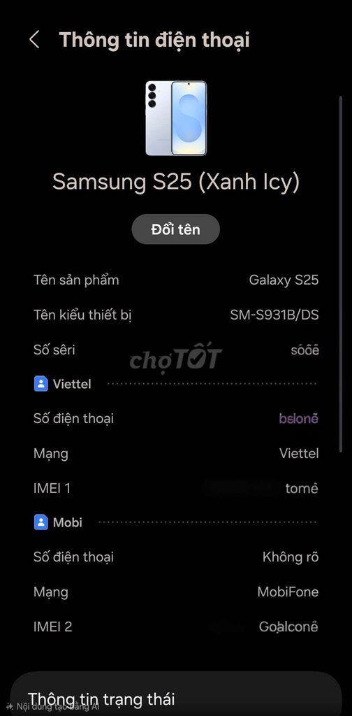 Samsung Galaxy S25 256GB Xanh Icy(GL IP15 Pro). Mua bán Điện thoại tại Huyện Quế Võ Bắc Ninh được đăng bởi Nguyễn Duongg hình 1