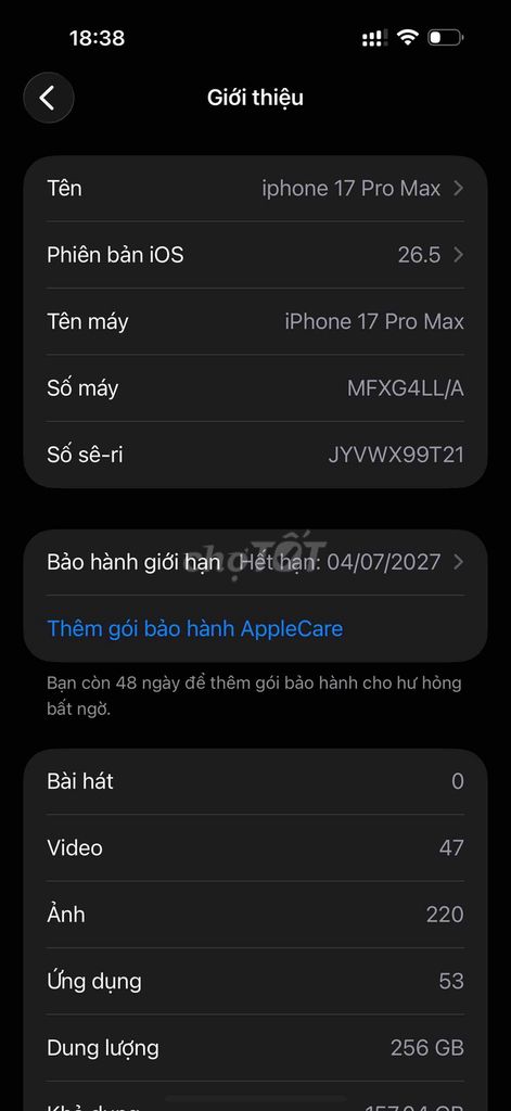 Apple iPhone 17 Pro Max 256GB Like New. Mua bán Điện thoại tại Huyện An Dương Hải Phòng được đăng bởi Đạt Nt hình 1