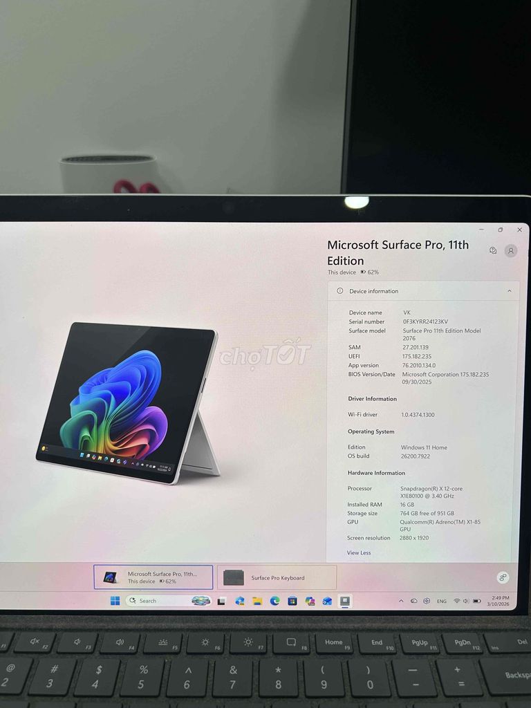 Microsoft Surface Pro 11th 13 inch 16GB/1TB. Mua bán Máy tính bảng tại Quận 5 Tp Hồ Chí Minh được đăng bởi A Mành hình 1