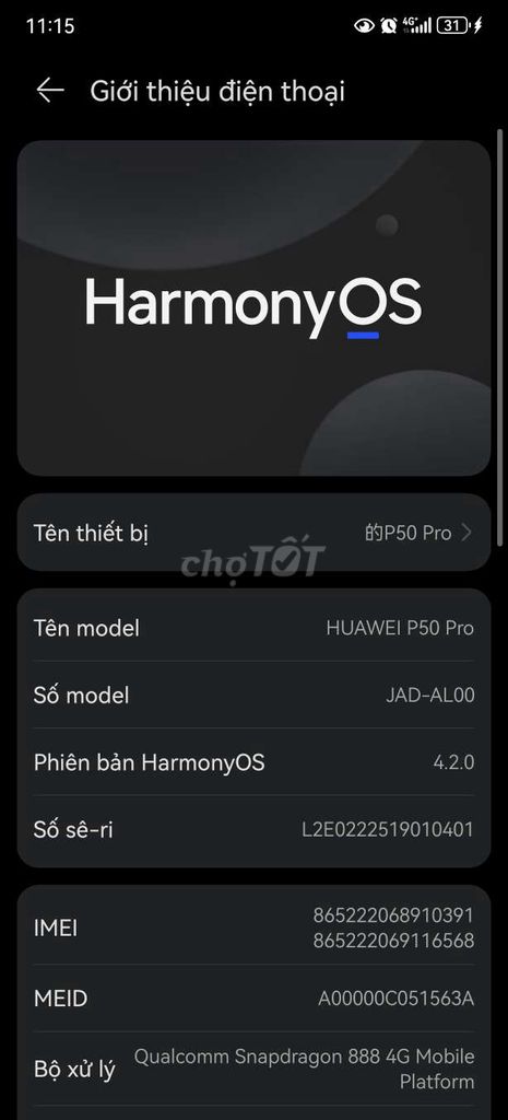 Huawei P50 Pro 256GB. Mua bán Điện thoại tại Thành phố Thủ Dầu Một Bình Dương được đăng bởi trantuan hình 1