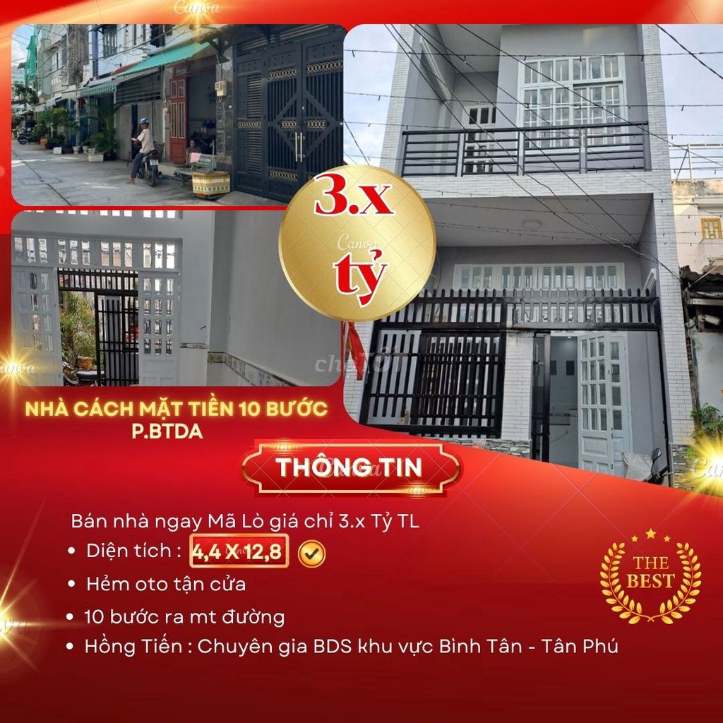 Bán Nhà MÃ LÒ 2 TẦNG - HẺM XE HƠI - 49M2 - GIÁ CHỈ 3Tỷ NHỈNH