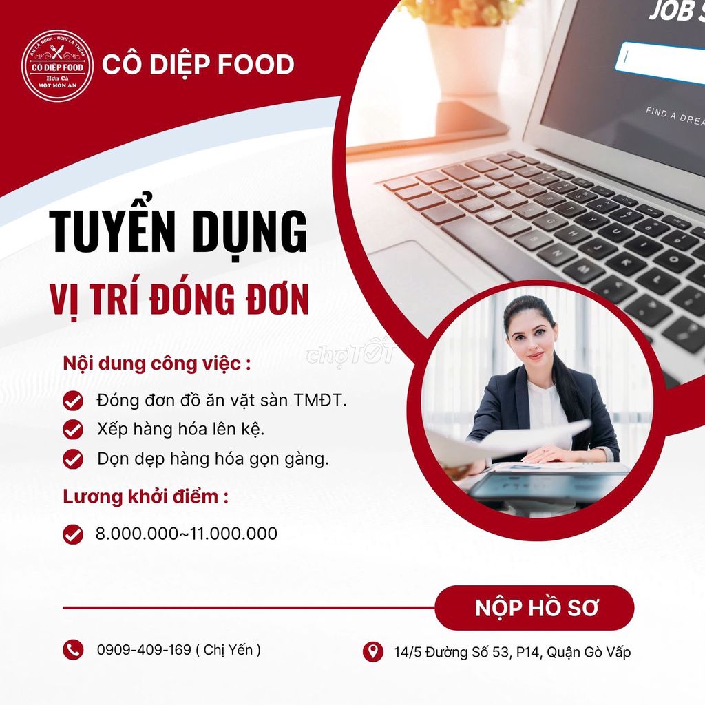 Tuyển Nhân Viên Nam Đóng Đơn / Nữ Vô Hàng Đồ Ăn