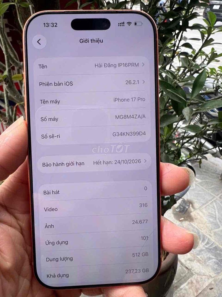 Cần bán iphone 17 pro 512G có khay sim đẹp keng. Mua bán Điện thoại tại Quận Hai Bà Trưng Hà Nội được đăng bởi bùi hữu liêm  hình 1