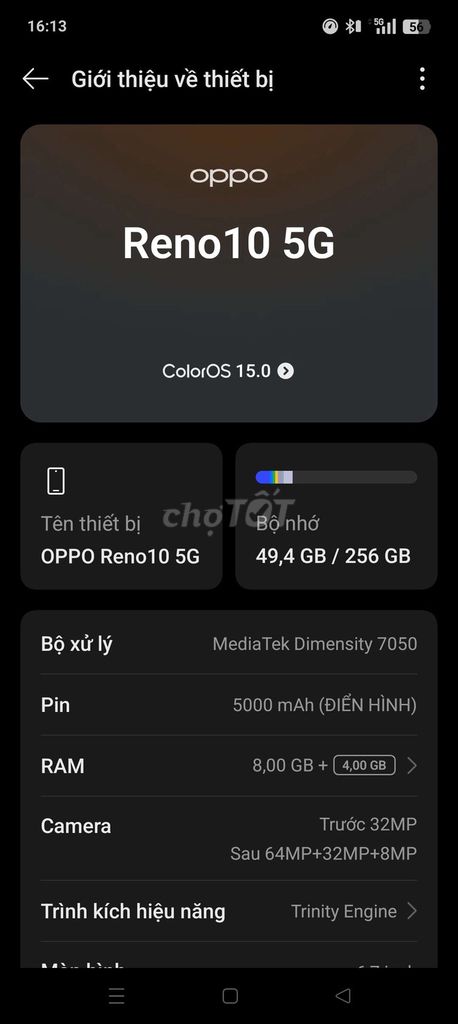 Oppo Reno10 5G 256GB Xanh Dương Like New. Mua bán Điện thoại tại Thành phố Vĩnh Long Vĩnh Long được đăng bởi khanh hình 1