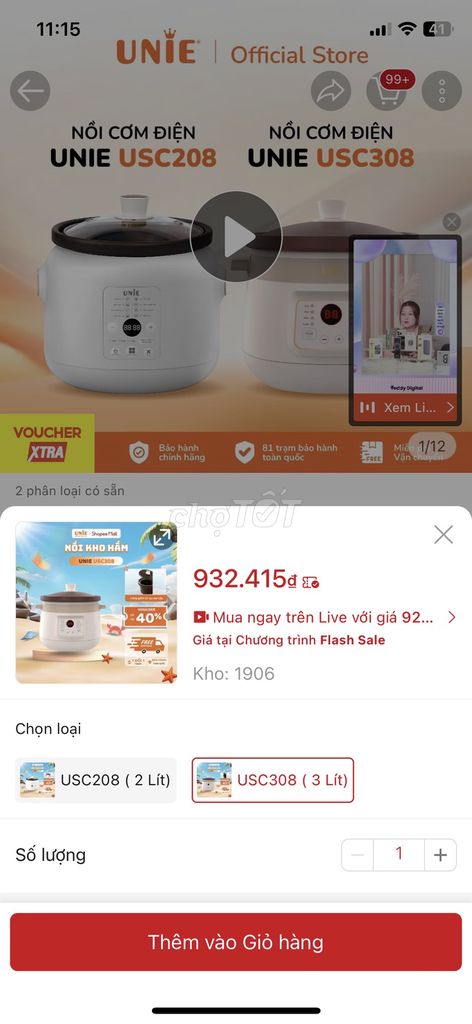 Nồi hầm điện UNIE USC308 3 lít Trắng. Mua bán Bếp, lò, đồ điện nhà bếp tại Huyện Hoài Đức Hà Nội được đăng bởi lam hình 1