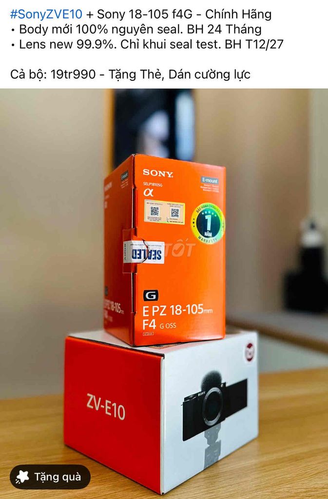 Sony ZVE10 + 18-105 f4G chính hãng. Mua bán Máy ảnh, Máy quay tại Quận 8 Tp Hồ Chí Minh được đăng bởi Mẫn Phan hình 1