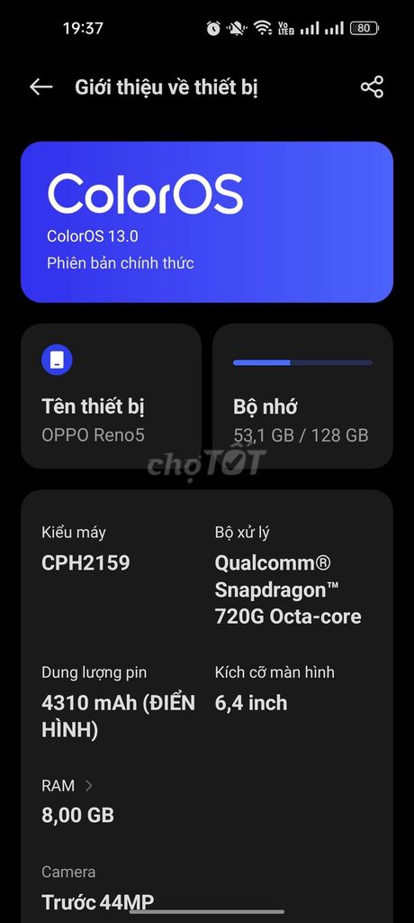 OPPO Reno5 128GB. Mua bán Điện thoại tại Quận Đống Đa Hà Nội được đăng bởi NhậtAnh Nguyễn hình 1