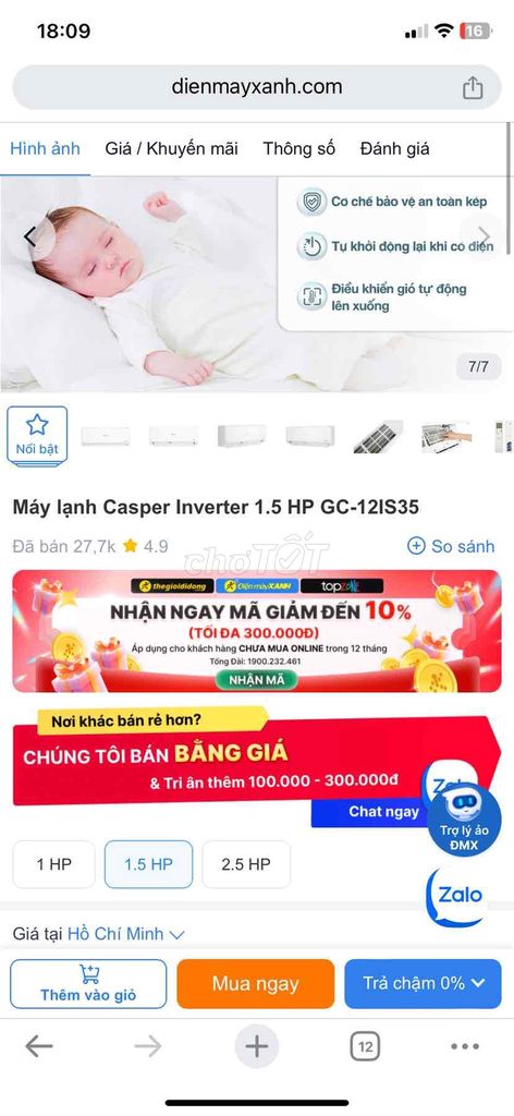 Thanh lí máy lạnh Casper GC-12IS35