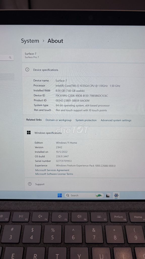 Surface Pro 7 i5 8GB 128GB SSD 12.9