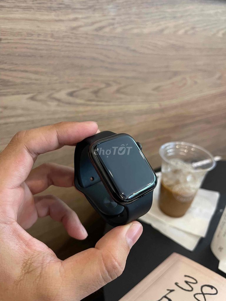 Bán Apple watch Thép Đen Sr5/44 đẹp đủ hộp sạc