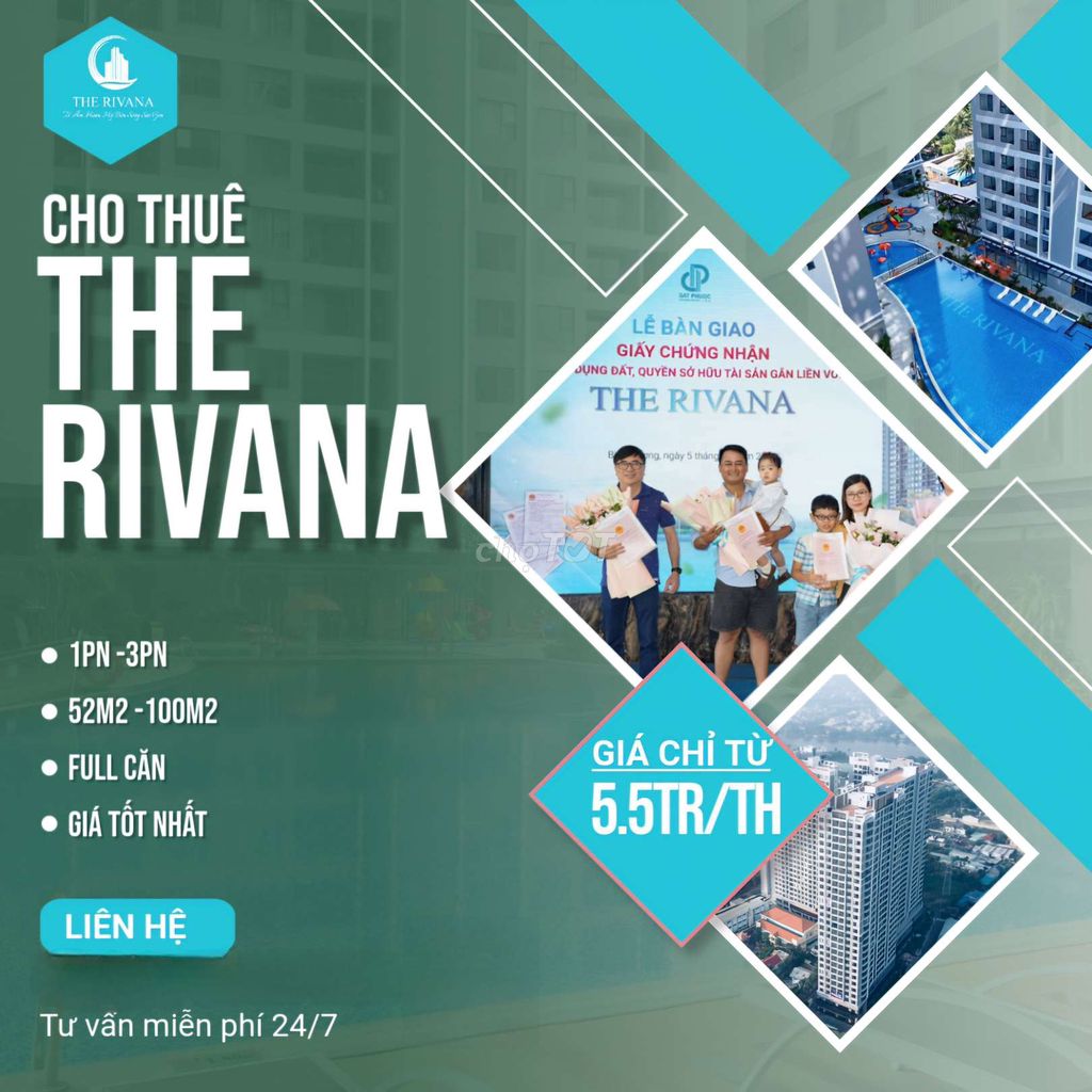 ✅️ CHUYÊN CHO THUÊ THE RIVANA 1PN-3PN GIÁ RẺ CHỈ TỪ 5,5TR/TH FULL CĂN