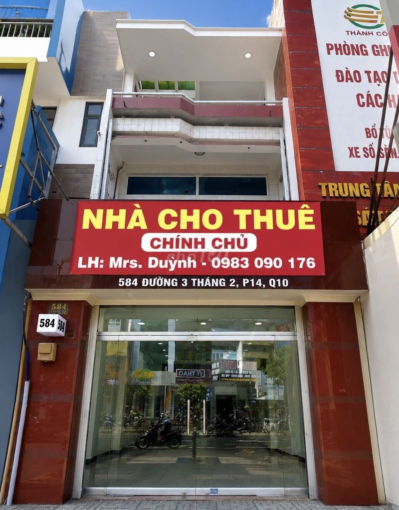 Cho thuê nhà mặt tiền 584 Đường 3 Tháng 2, 4x16m, 3 tầng, giá 45 triệu
