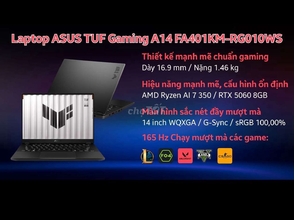 ASUS TUF Gaming A14 Ryzen 7 32GB/1TB RTX 5060. Mua bán Laptop tại Thành phố Nha Trang Khánh Hòa được đăng bởi vinh hình 1