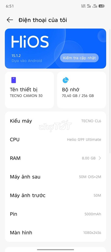 Tecno Camon 30 8GB/256GB Helio G99 Ultimate. Mua bán Điện thoại tại Quận 12 Tp Hồ Chí Minh được đăng bởi phương nam hình 1