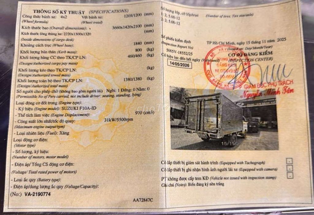 Suzuki 500kg , Sx 2k8 , đăng kiểm mới tinh. Mua bán Ô tô tại Quận 12 Tp Hồ Chí Minh được đăng bởi lê Minh hình 9