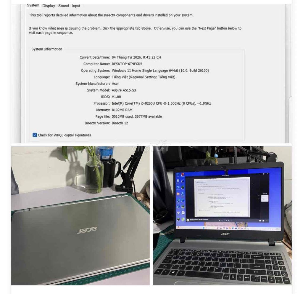 Acer Aspire A515-53 i5 8GB. Mua bán Laptop tại Quận Gò Vấp Tp Hồ Chí Minh được đăng bởi Ngọc Lan Trần hình 1