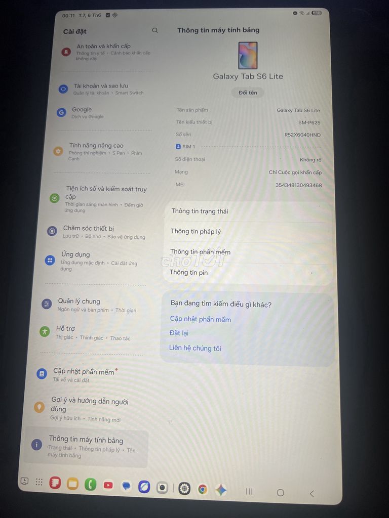 Samsung Galaxy Tab S6 Lite lock ko có CH-play. Mua bán Máy tính bảng tại Quận Liên Chiểu Đà Nẵng được đăng bởi Dương Nghĩa hình 1