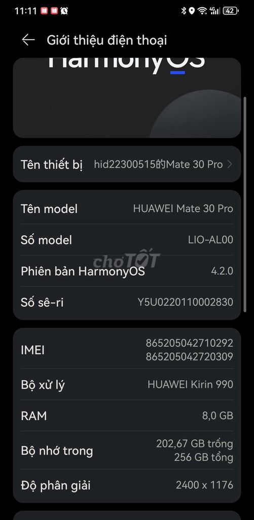 Huawei Mate 30 Pro 256GB Đen. Mua bán Điện thoại tại Thành phố Thuận An Bình Dương được đăng bởi Nguyễn anh hình 1
