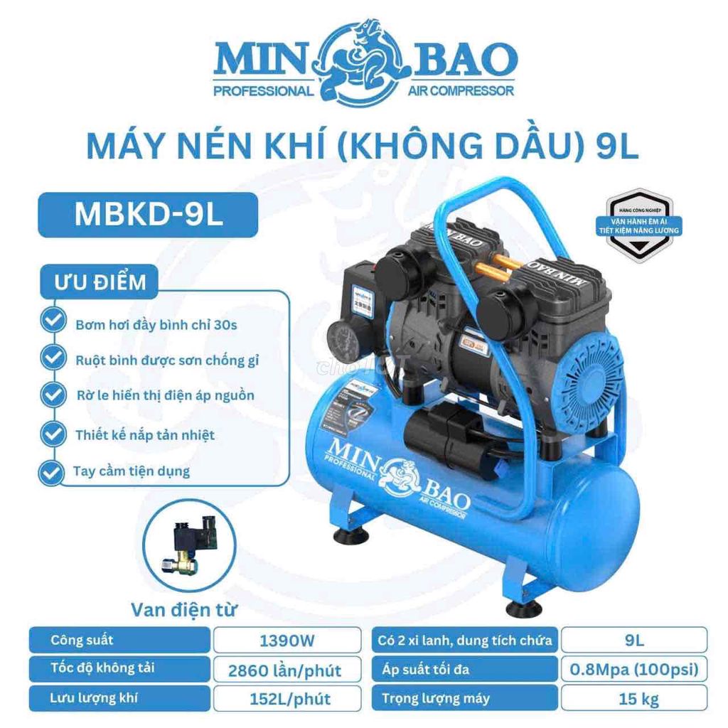 Máy nén khí MINBAO MBKD-9L không dầu giảm ồn. Mua bán Đồ chuyên dụng, Giống nuôi trồng tại Quận Cẩm Lệ Đà Nẵng được đăng bởi CÔNG ĐẠI LỘC 312 Tôn Đản hình 1