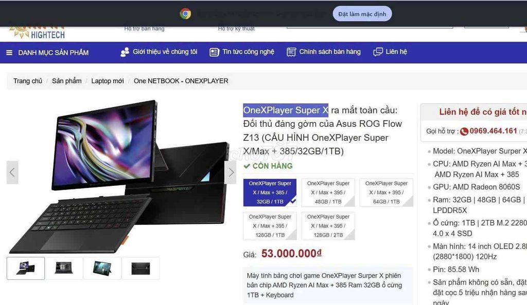 OneXPlayer Surper X 14 inch 32GB/1TB Mới. Mua bán Máy tính bảng tại Quận Đống Đa Hà Nội được đăng bởi  Cường Táo hình 1