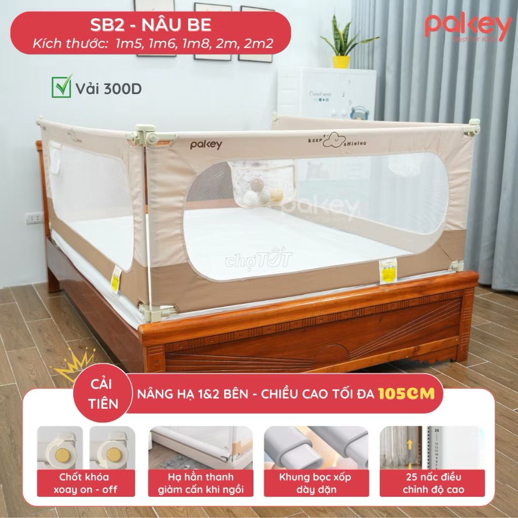 Bộ 4 thanh chắn giường Pakey 1m8 x 2m. Mua bán Mẹ và bé tại Thành phố Đà Lạt Lâm Đồng được đăng bởi Trinh Nguyen hình 1