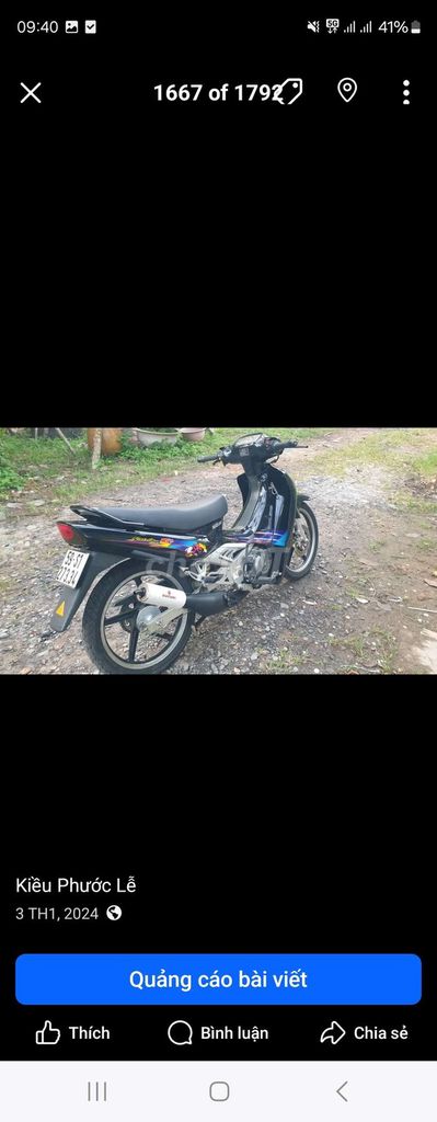 Suzuki Satria 2000 màu Đen. Mua bán Xe máy tại Thành phố Sa Đéc Đồng Tháp được đăng bởi Hoa Kiểng Ngọc Ngân HKD hình 4