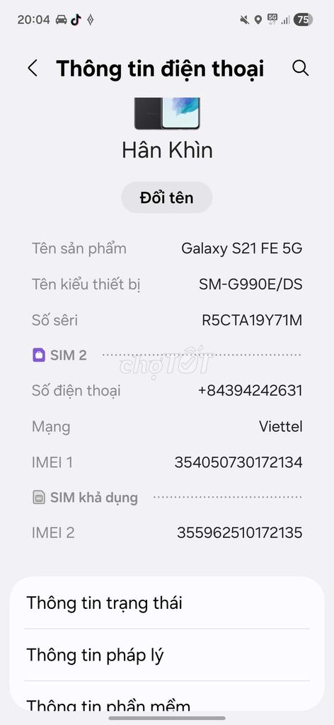 Samsung Galaxy S21 FE 5G 256GB. Mua bán Điện thoại tại Thành phố Thủ Dầu Một Bình Dương được đăng bởi Văn Nghị hình 1